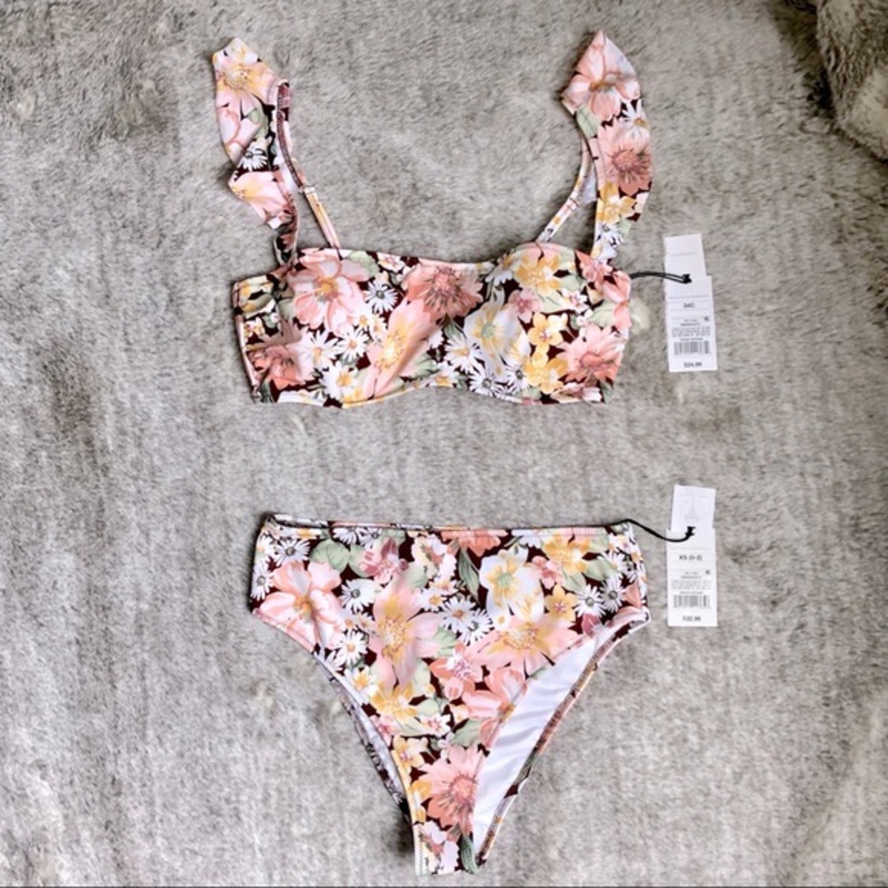 Target Ruffle Strap Floral Bikini Set 34C/XS